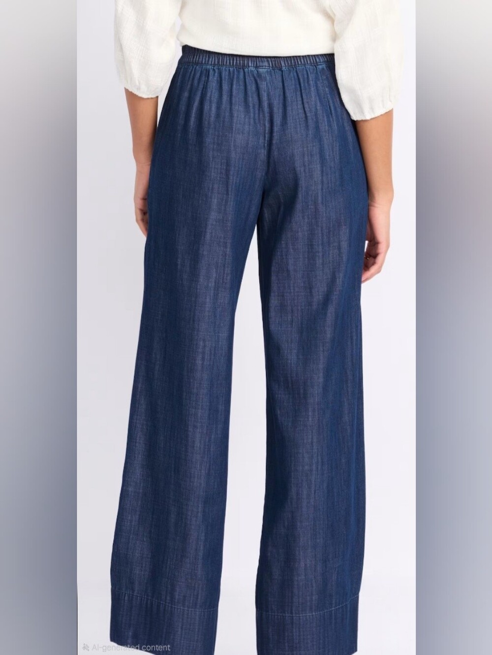 Wide-Leg Denim-Style Pull-On Pants - Blue - Picture 2 of 5